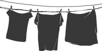 silhouette clothesline per sospeso Abiti nero colore solo vettore