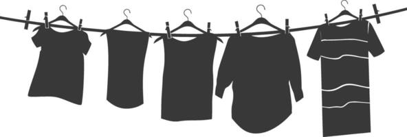 silhouette clothesline per sospeso Abiti nero colore solo vettore