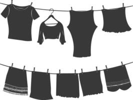 silhouette clothesline per sospeso Abiti nero colore solo vettore