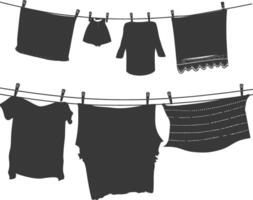 silhouette clothesline per sospeso Abiti nero colore solo vettore