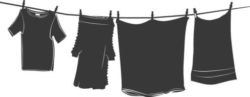 silhouette clothesline per sospeso Abiti nero colore solo vettore