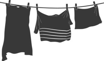 silhouette clothesline per sospeso Abiti nero colore solo vettore