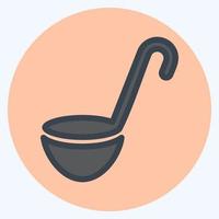 icona cucchiaio da minestra - stile compagno di colore - illustrazione semplice, tratto modificabile. vettore
