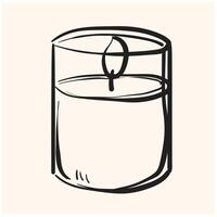 ardente aroma candela nel un' bicchiere con illustrazione stile scarabocchio e linea arte vettore