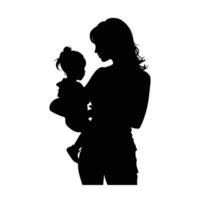 mamma e figlio, madre e figlio nero silhouette. vettore