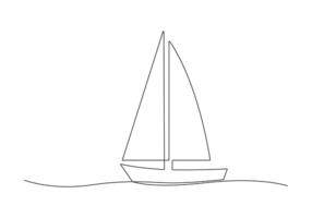 continuo uno linea disegno di barca a vela professionista illustrazione vettore