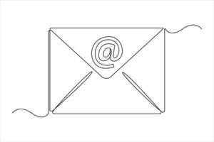 continuo uno linea e-mail schema mano disegnato simbolo arte illustrazione vettore