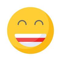 entusiasta emoji icona, contento viso design vettore