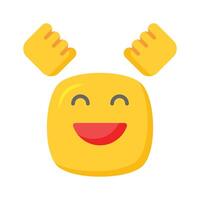 entusiasta emoji icona, contento viso design vettore