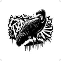 avvoltoio condor silhouette, animale graffiti etichetta, anca salto, strada arte tipografia illustrazione. vettore