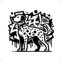 dalmata cane silhouette, animale graffiti etichetta, anca salto, strada arte tipografia illustrazione. vettore