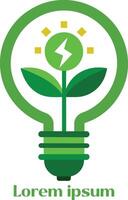 rinnovabile energia risorse logo leggero lampadina con pianta nel esso eco amichevole energia logo vettore
