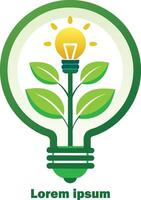 rinnovabile energia risorse logo leggero lampadina con pianta nel esso eco amichevole energia logo vettore