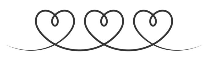 uno linea tre cuore icona. illustrazione. vettore