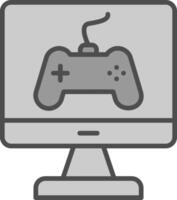gioco linea pieno in scala di grigi icona design vettore
