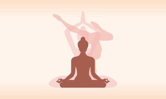 yoga giorno meditazione parvastasna posa bandiera contro rosa loto petali vettore