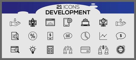 SEO e sviluppo icone impostato ragnatela design icone impostato semplice impostato SEO e sviluppo linea icone vettore