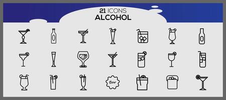 impostato di illustrazioni di icone di bevande alcool bevanda icona impostato bevanda icone collezione vettore