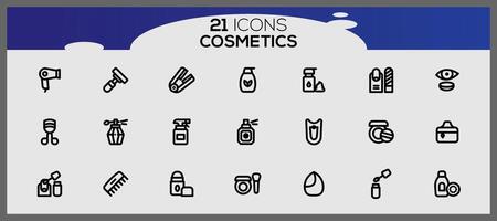 cosmetico linea icona impostato con trucco bellezza linea icone bellezza Accessori impostato trucco Accessori. vettore