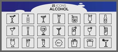 impostato di illustrazioni di icone di bevande alcool bevanda icona impostato bevanda icone collezione vettore