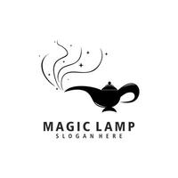 Magia lampada logo design vettore