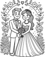 cartone animato nozze amore kawaii carino scarabocchio illustrazione logo vettore