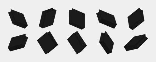 collezione di sacchetti di carta nera con diverse viste e angoli vettore