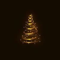 albero di Natale magico incandescente. luci meravigliose scintillanti d'oro. buon natale e felice anno nuovo 2022. illustrazione vettoriale. vettore