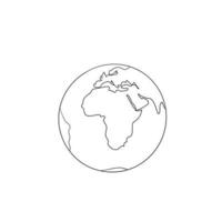 disegno a mano doodle globo terrestre linea continua di mappa del mondo illustrazione vettoriale design minimalista del minimalismo isolato su sfondo bianco