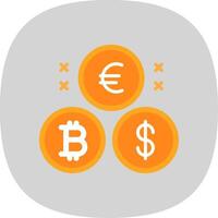 criptovaluta monete piatto curva icona design vettore