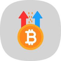 bitcoin salire piatto curva icona design vettore