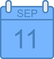 settembre linea pieno blu icona vettore