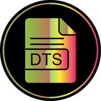 dts file formato glifo dovuto colore icona design vettore