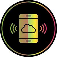 mobile nube glifo dovuto colore icona design vettore