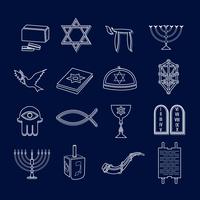 Le icone dell&#39;ebraismo disegnano un contorno vettore
