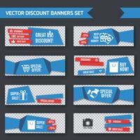 Sconto banner blu origami set vettore