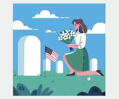 mano disegnato Stati Uniti d'America memoriale giorno illustrazione vettore