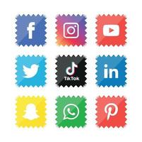 social media icone piatte tecnologia, rete. sfondo gruppo faccina sorridente vendita. condividi, mi piace, illustrazione vettoriale twitter, youtube, whatsapp, snapchat, facebook, instagram, tiktok, tok