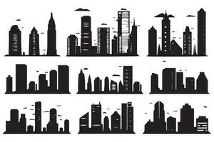 città silhouette, silhouette di città con nero colore su bianca sfondo professionista design vettore