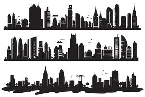 impostato di città silhouette illustrazione gratuito design vettore