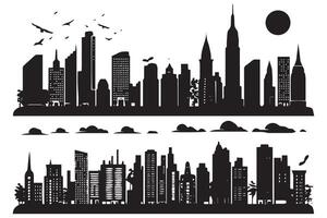 impostato di città silhouette illustrazione gratuito design vettore