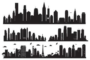 impostato di città silhouette illustrazione gratuito design vettore