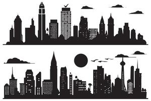 impostato di città silhouette illustrazione gratuito design vettore