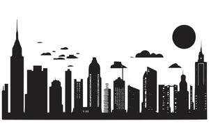 impostato di città silhouette nel piatto stile. moderno urbano paesaggio c illustrazione. città grattacieli edificio ufficio orizzonte su bianca sfondo gratuito design vettore