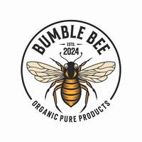 miele ape Vintage ▾ logo con mano disegnato schizzo. naturale biologico design concetto per emblema, confezione, etichetta, ape azienda agricola eccetera vettore