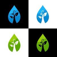 acqua e pianta logo design vettore