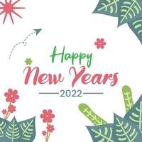 felice anno nuovo 2022 su sfondo bianco. modello di biglietto di auguri del nuovo anno 2022. design creativo della vigilia di capodanno 2022. vettore