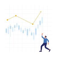 crescente azione mercato economia illustrazione vettore