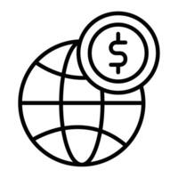 globale moneta linea icona design vettore