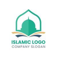 islamico logo modello, nastro islamico cupola palazzo logo design modello vettore